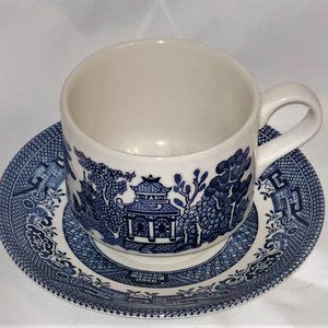 1970's Willow Blue Teacup & Saucer by CHURCHILL